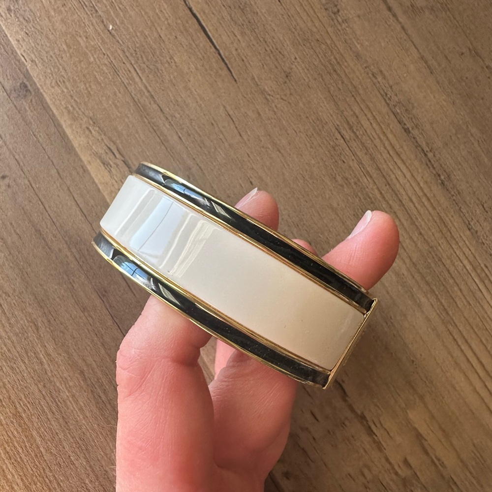 Talbots Jewelry Oversized Gold, Black and White Bangle with hinge closure